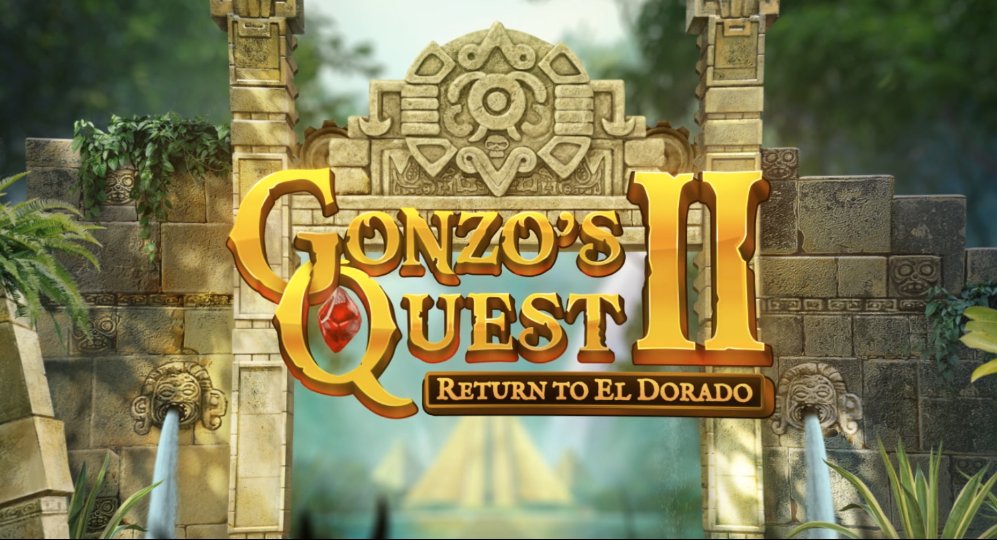 Gonzo's Quest II Return to El Dorado title screen with ancient temple entrance